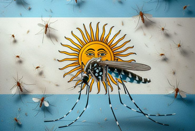 Mosquito Aedes aegypti e a bandeira da Argentina