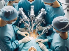 Médicos cirurgiões durante uma cirurgia