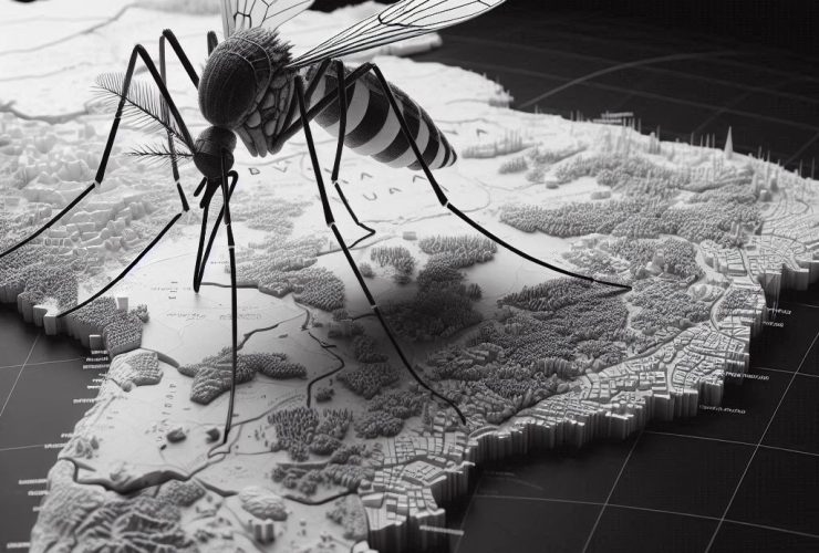 Mosquito da dengue acima do Brasil