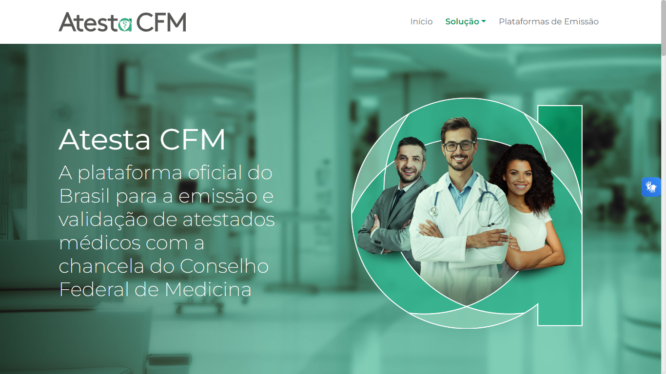 Página inicial da plataforma Atesta CFM