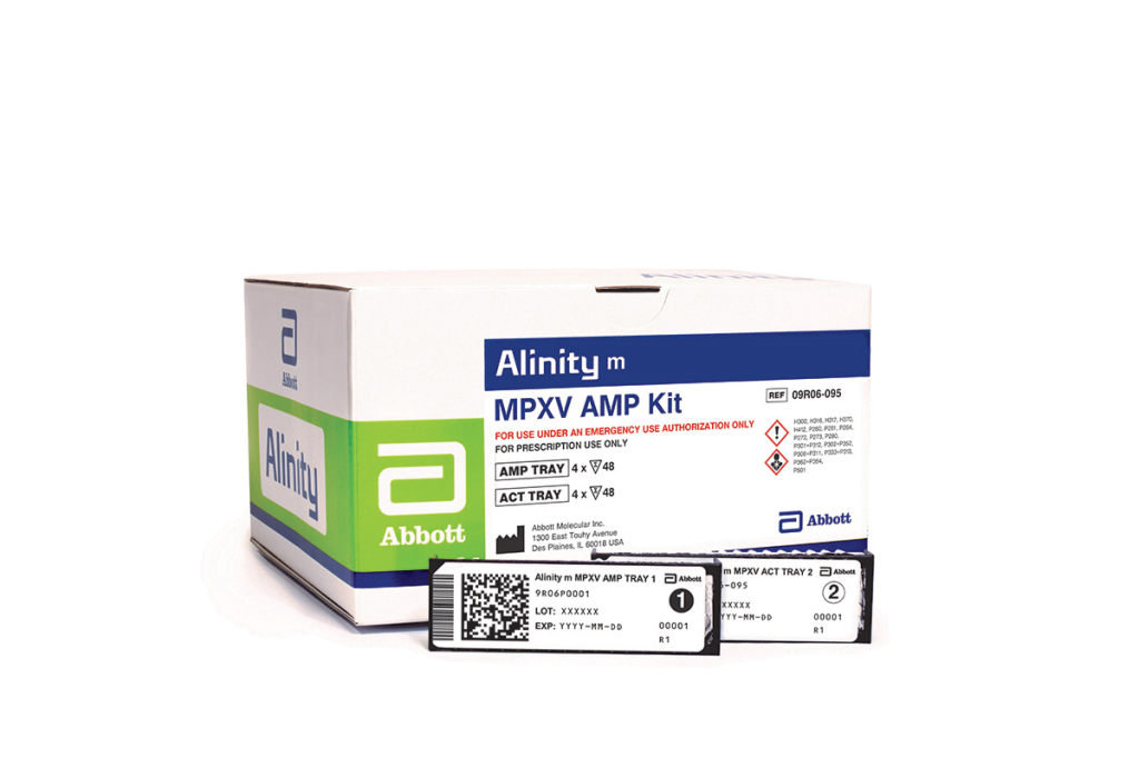 O teste de PCR Alinity m MPXV, fabricado pela Abbott Molecular Inc.