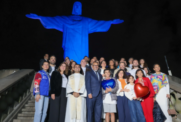O diretor-geral da OMS, Tedros Adhanom Ghebreyesus e a ministra da Saúde, Nísia Trindade, no Cristo Redentor, com brasileiros juntos pela luta contra o câncer cervical Foto: Walterson Rosa/MS