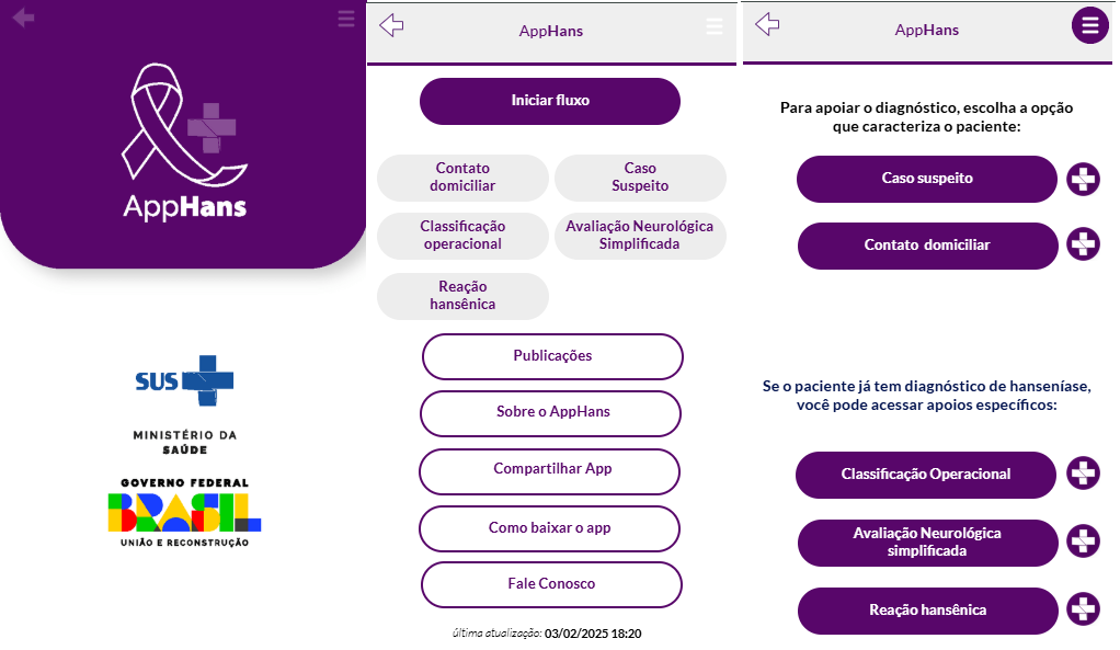Print screen do aplicativo AppHANS criado pelo Ministério da Saúde