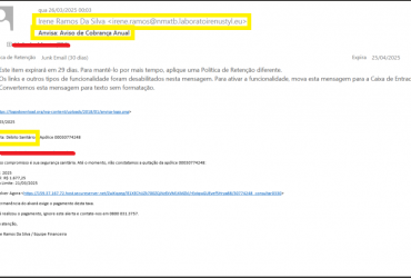 Print de e-mail com exemplo do golpe divulgado pela Anvisa