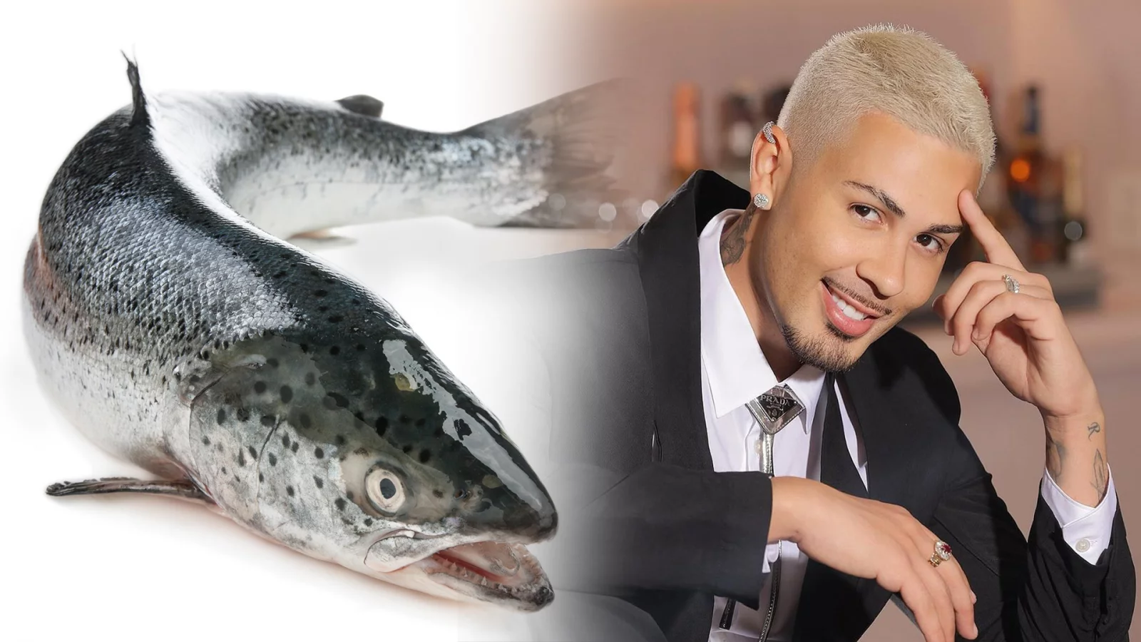 Humorista Carlinhos Maia e o peixe salmão